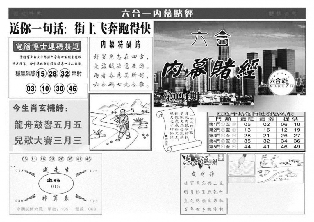 六合彩091期内幕赌经(特准)(黑白)
