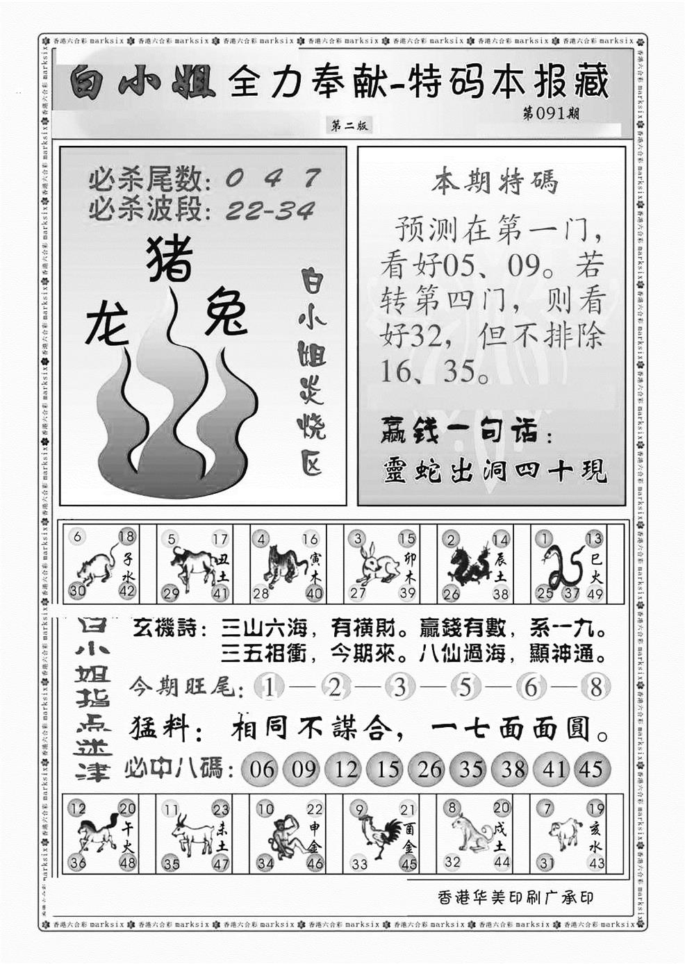 六合彩091期白小姐救世民B（新图）(黑白)