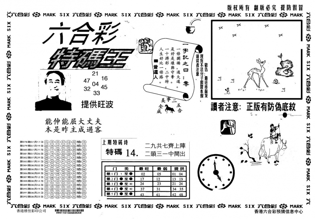 六合彩093期另版特码王(黑白)
