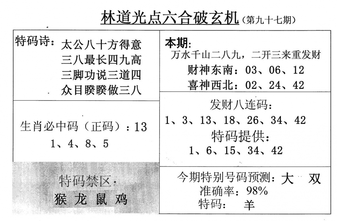 六合彩097期林道光(黑白)