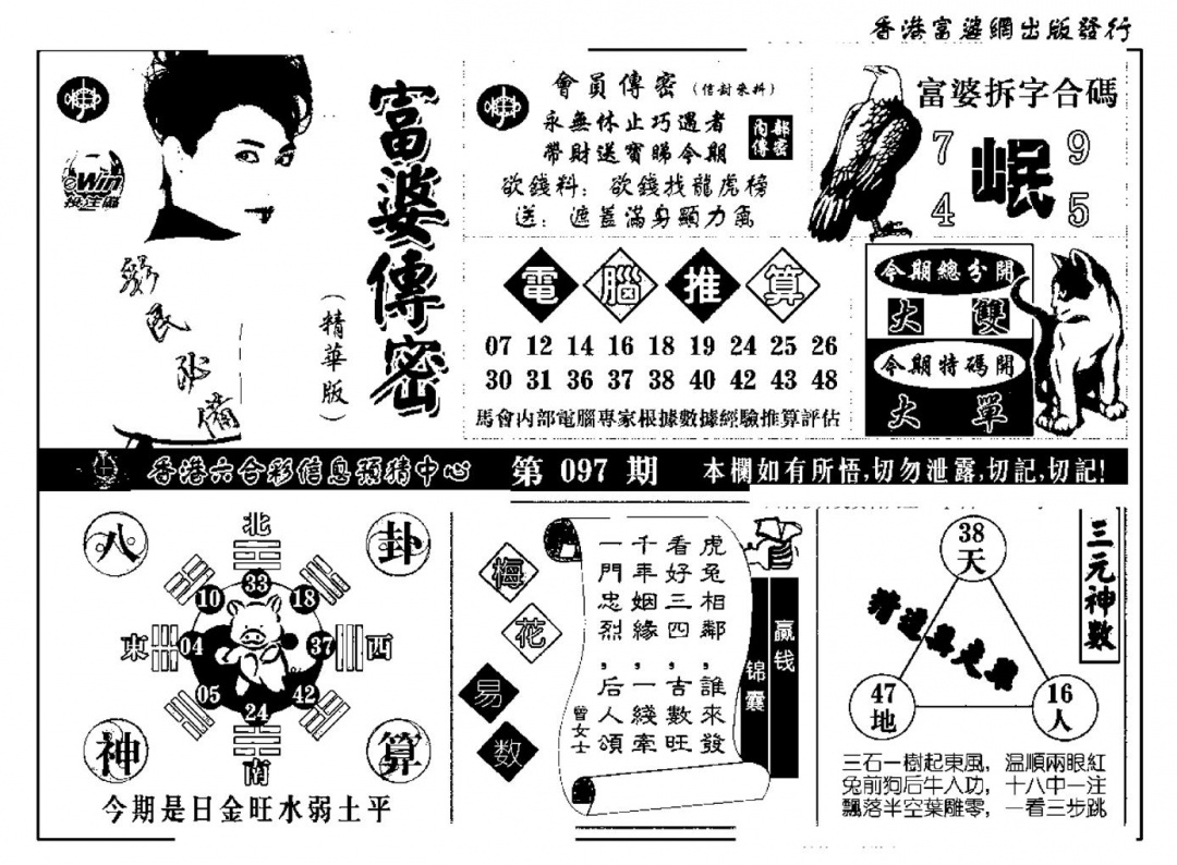 六合彩097期富婆传密(新料)(黑白)