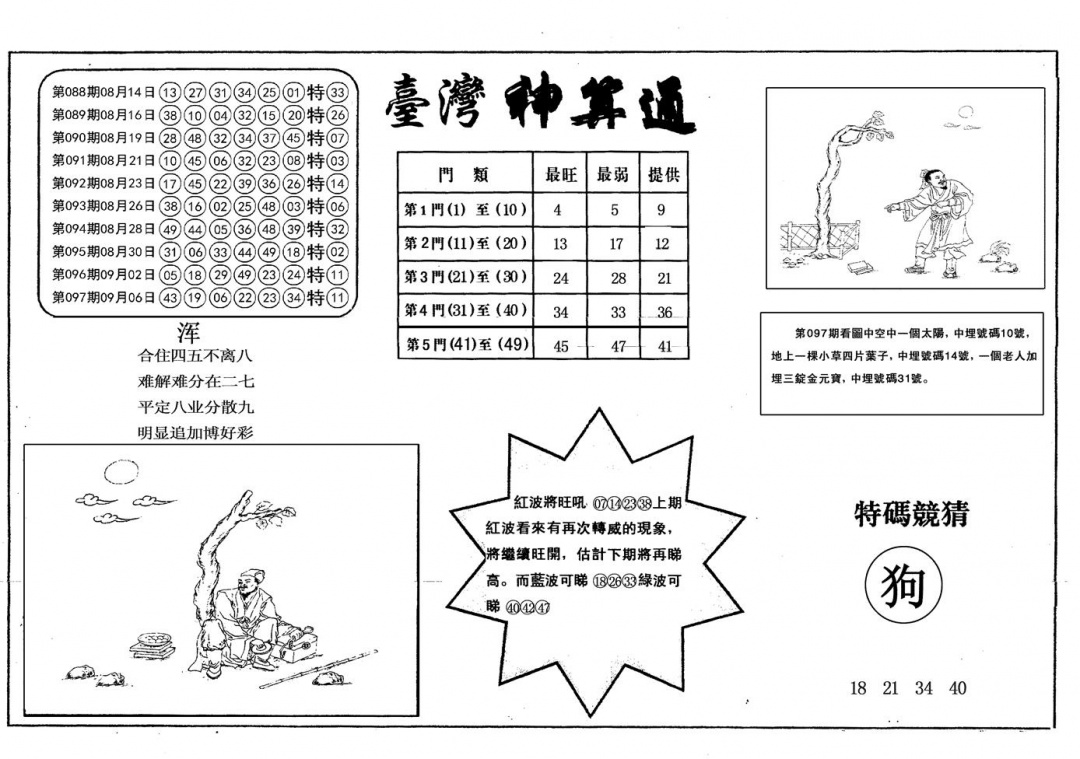 六合彩098期另台湾神算通(黑白)