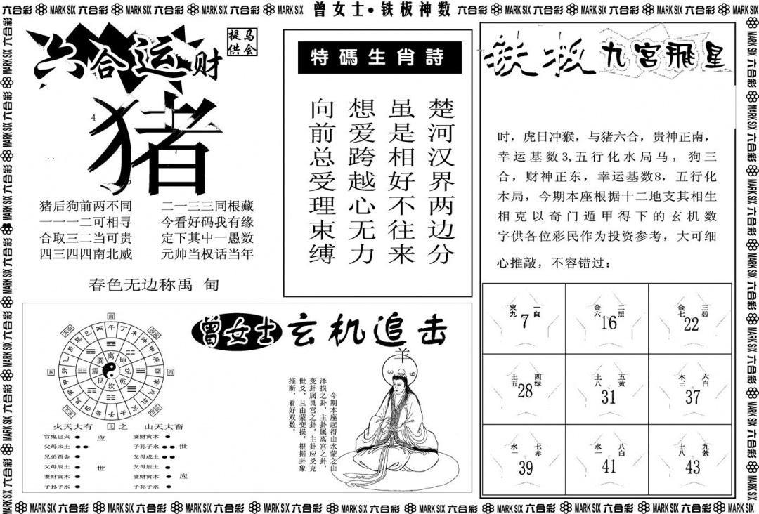 六合彩098期另版曾女士铁板B(黑白)