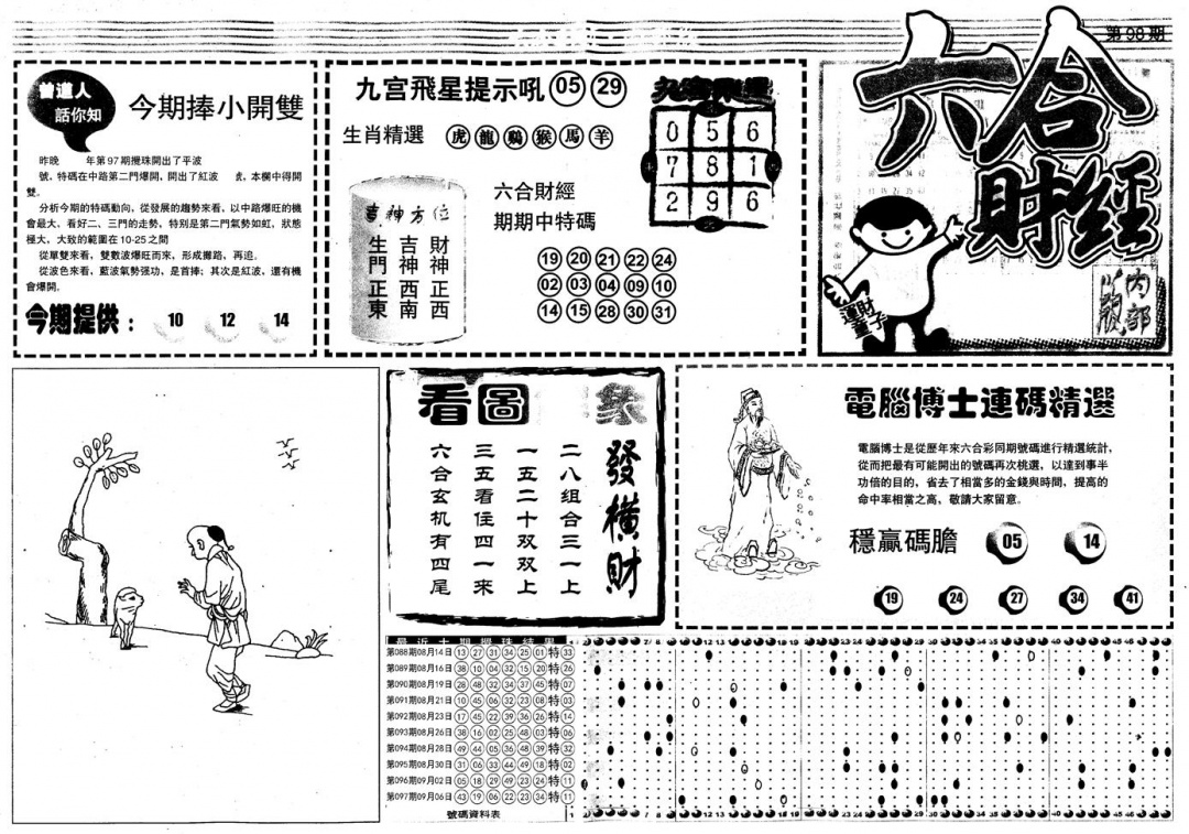 六合彩098期另版中财经A(黑白)