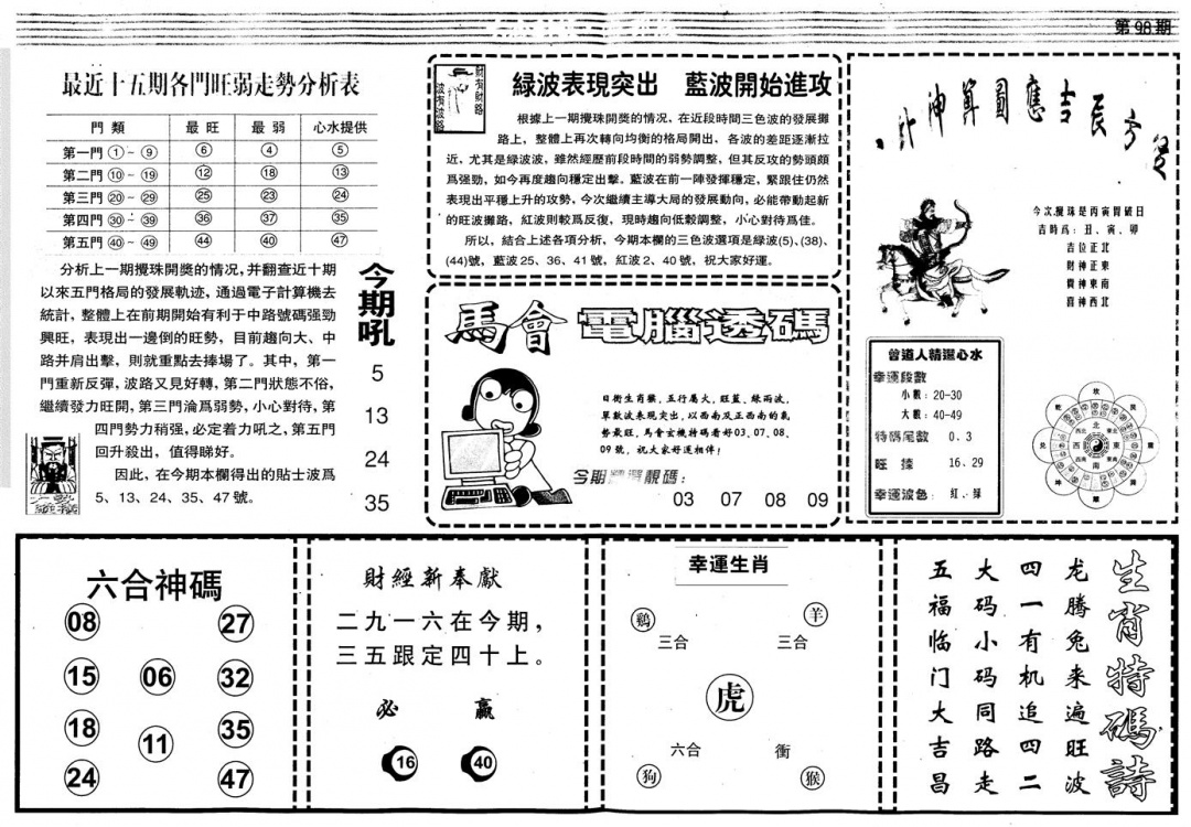 六合彩098期另版中财经B(黑白)