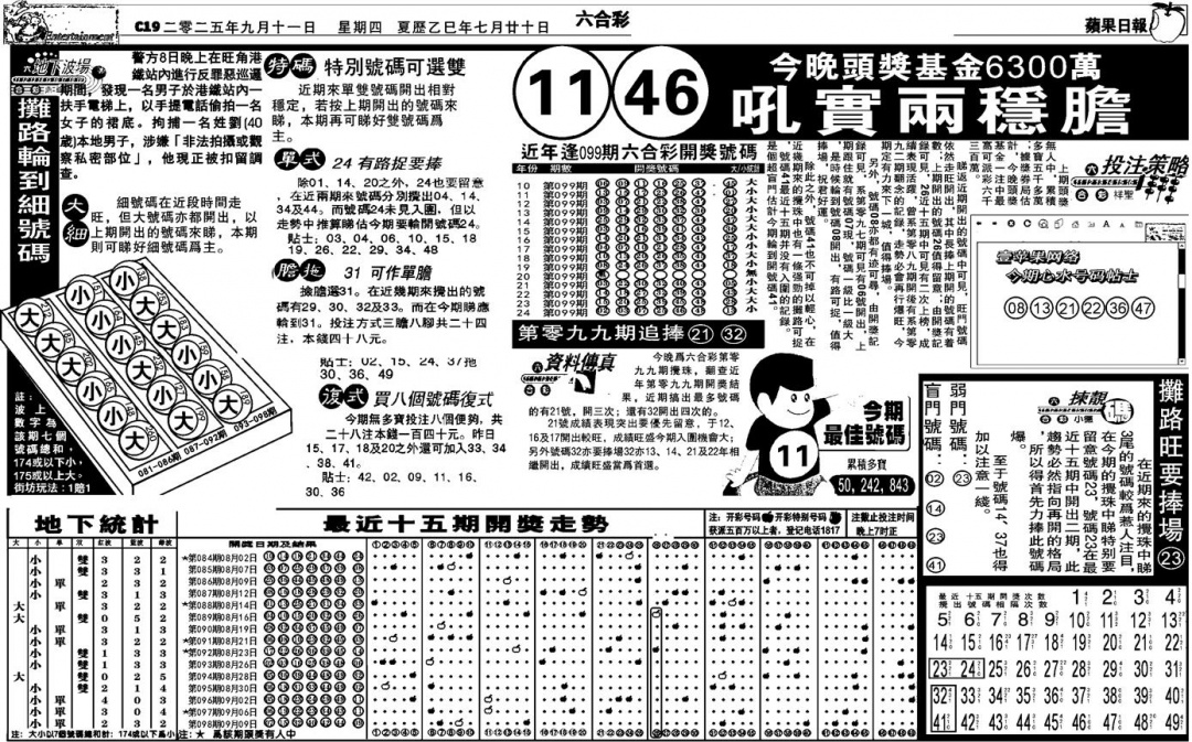 六合彩099期老版苹果日报(黑白)