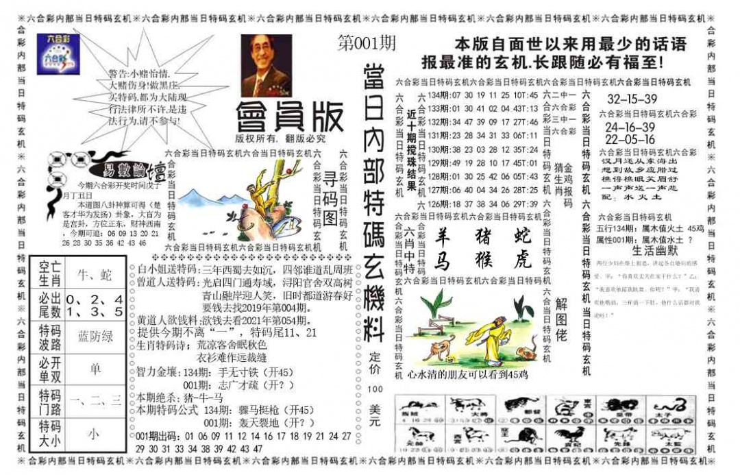 六合彩001期当日特码玄机报