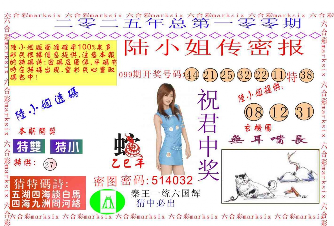 六合彩100期陆小姐传密A