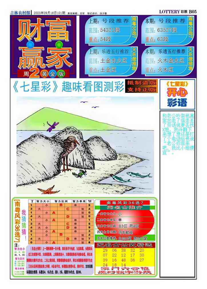 六合彩101期财富赢家（七星彩）