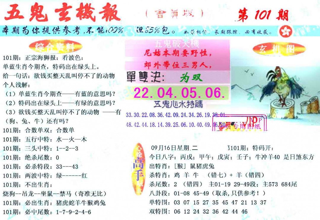六合彩101期新五鬼玄机