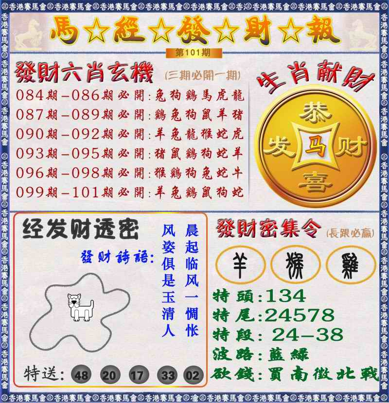 六合彩101期马经发财报（荐）