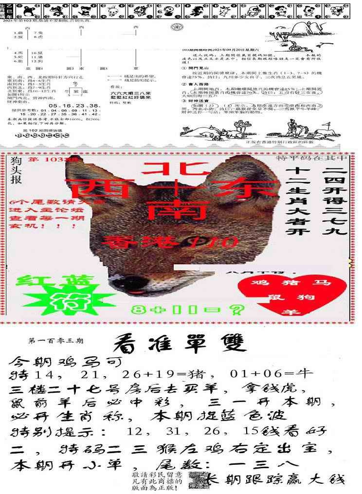 六合彩103期特码内幕B