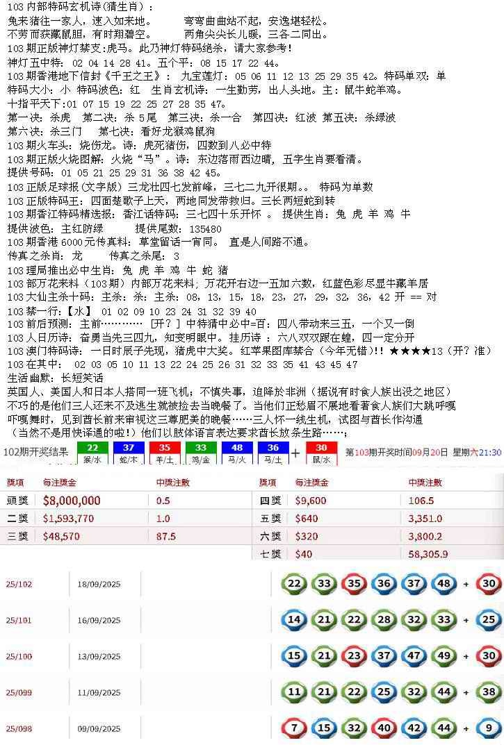 六合彩103期五星报B
