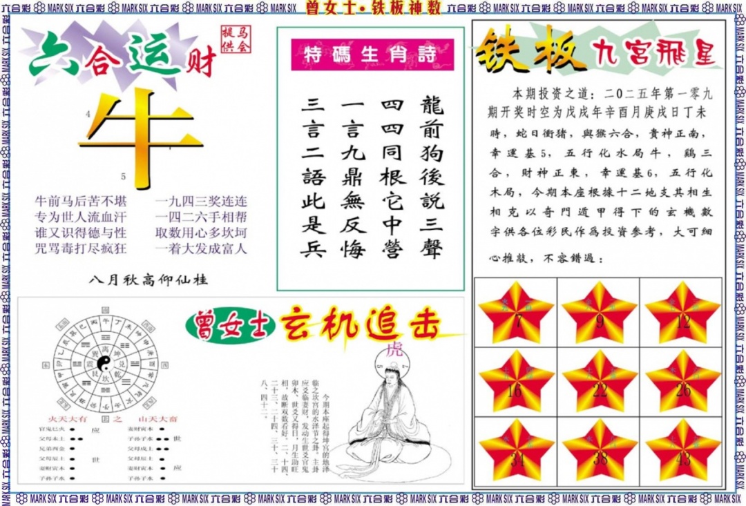 六合彩109期曾女士铁板神数B