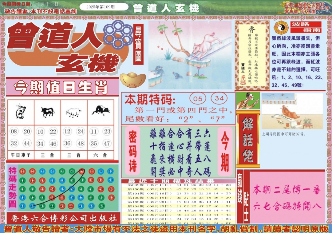 六合彩109期曾道人玄机A