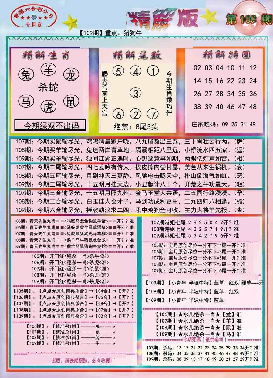 六合彩109期精解版-彩