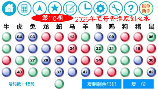 六合彩110期毛哥心水