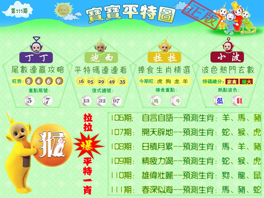 六合彩111期宝宝平特图（热）