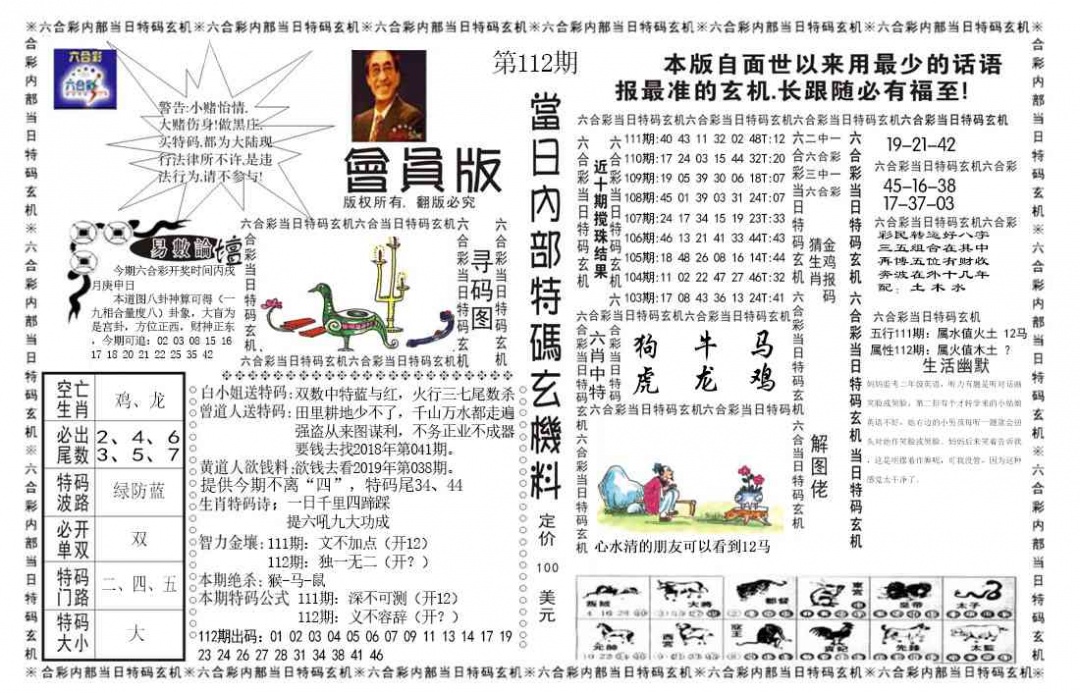 六合彩112期当日特码玄机报