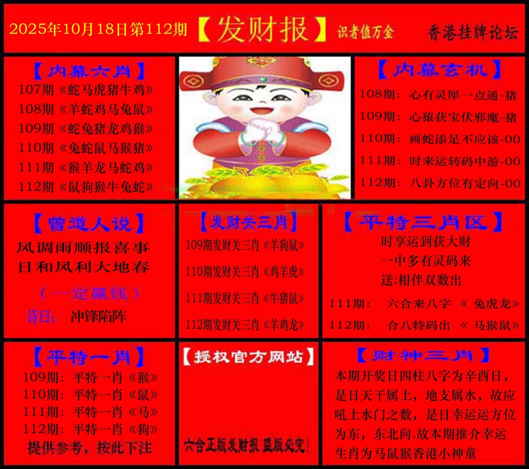 六合彩112期发财报