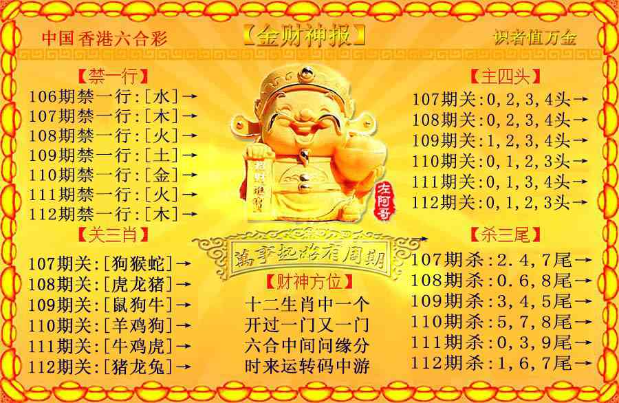 六合彩112期金财神