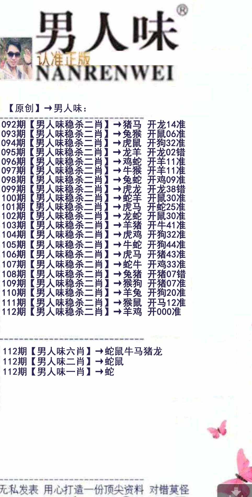 六合彩112期男人味