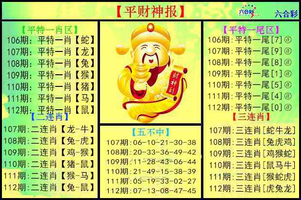 六合彩112期平财神报