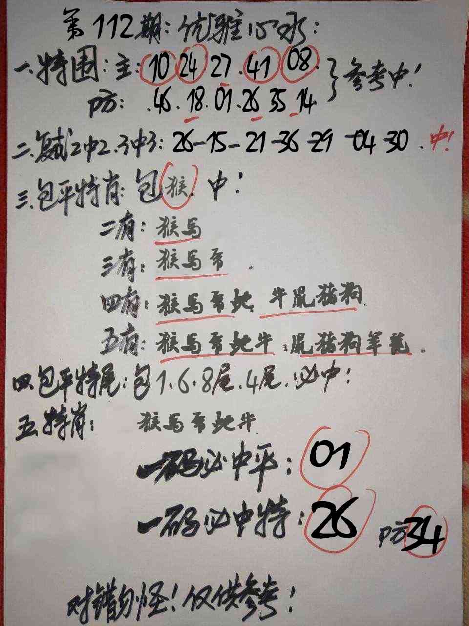 六合彩112期优雅心水