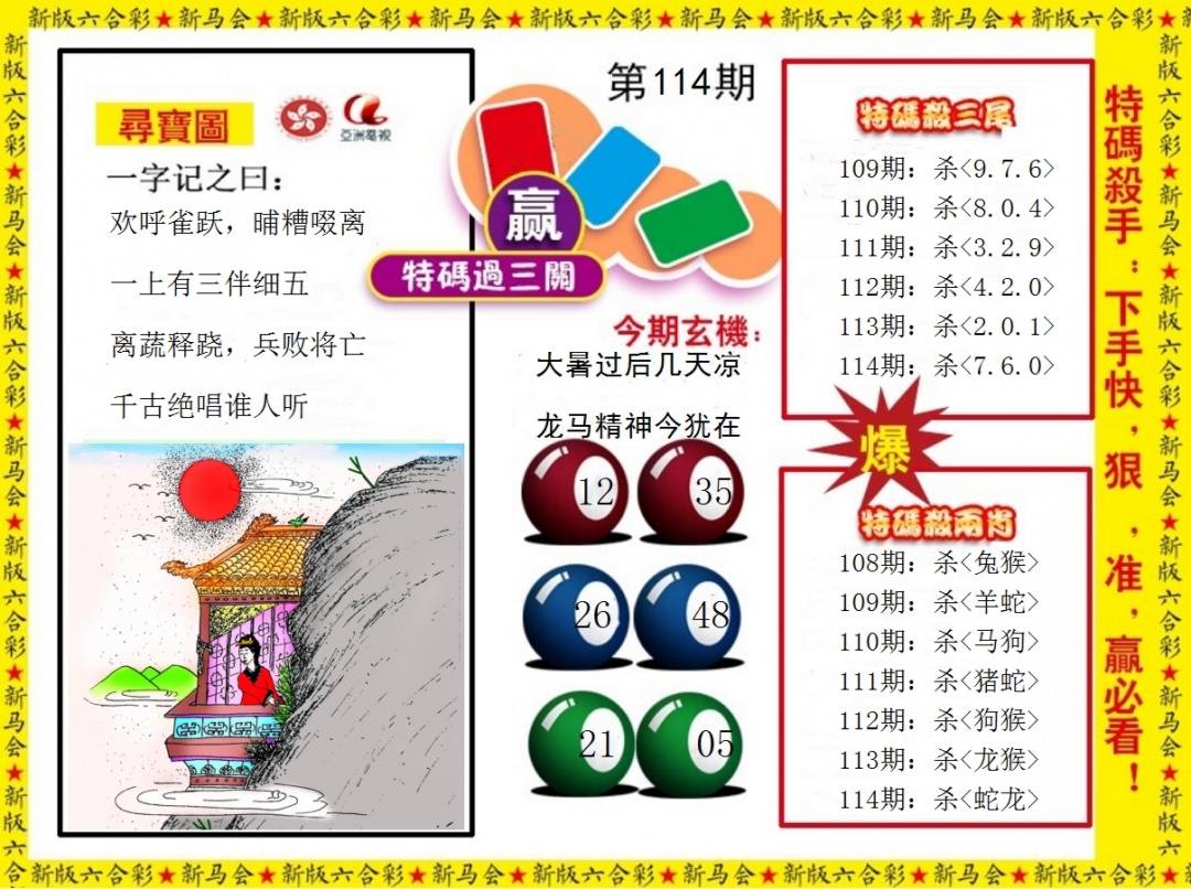 六合彩114期特码过三关