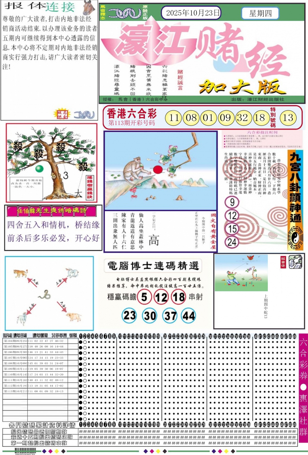 六合彩114期濠江赌经A加大版
