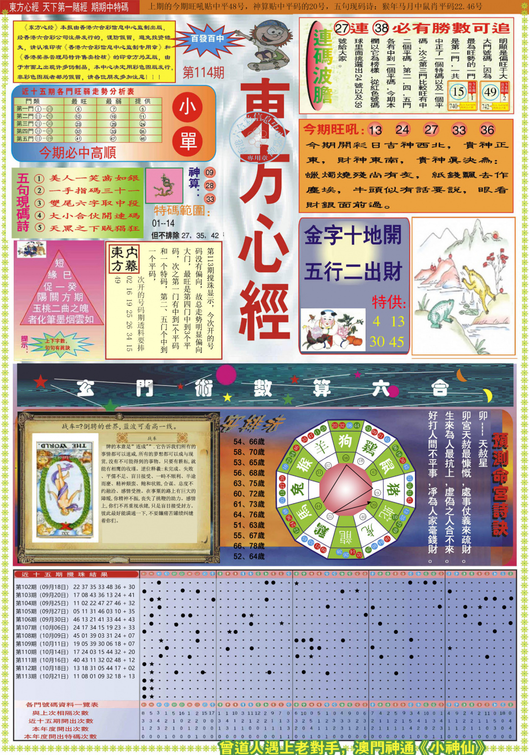 六合彩114期东方心经A