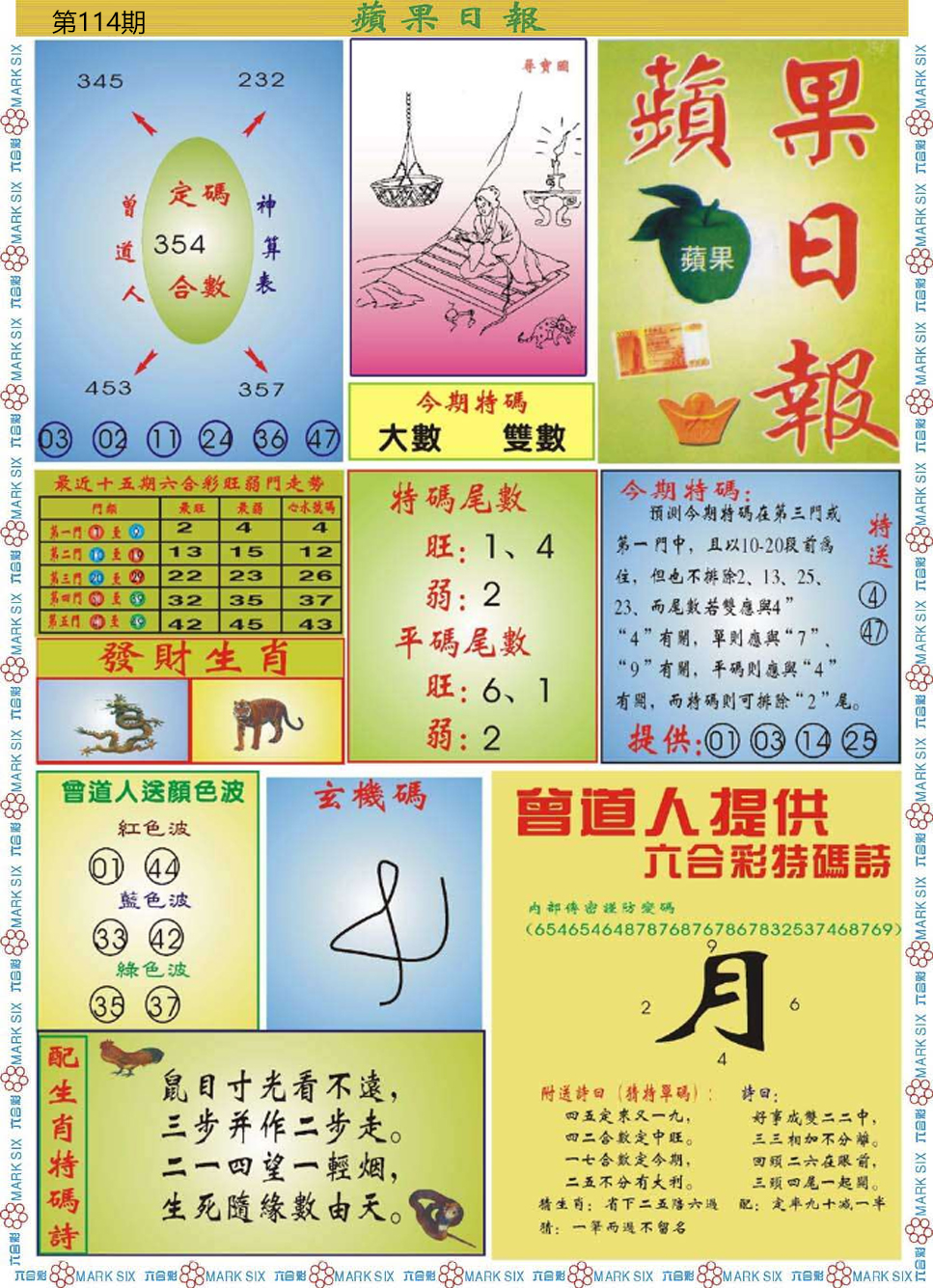 六合彩114期青苹果日报