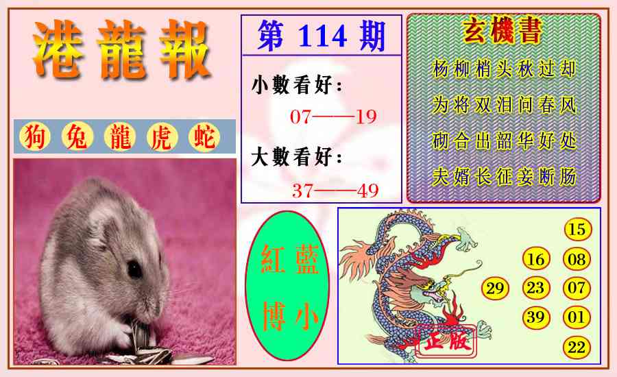 六合彩114期港龙报