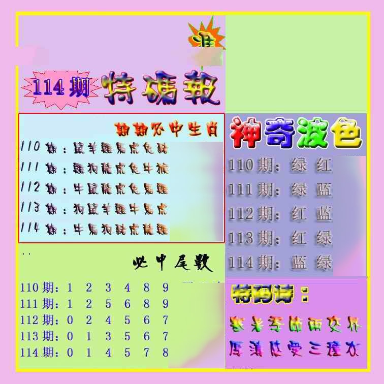 六合彩114期生财有道特码报
