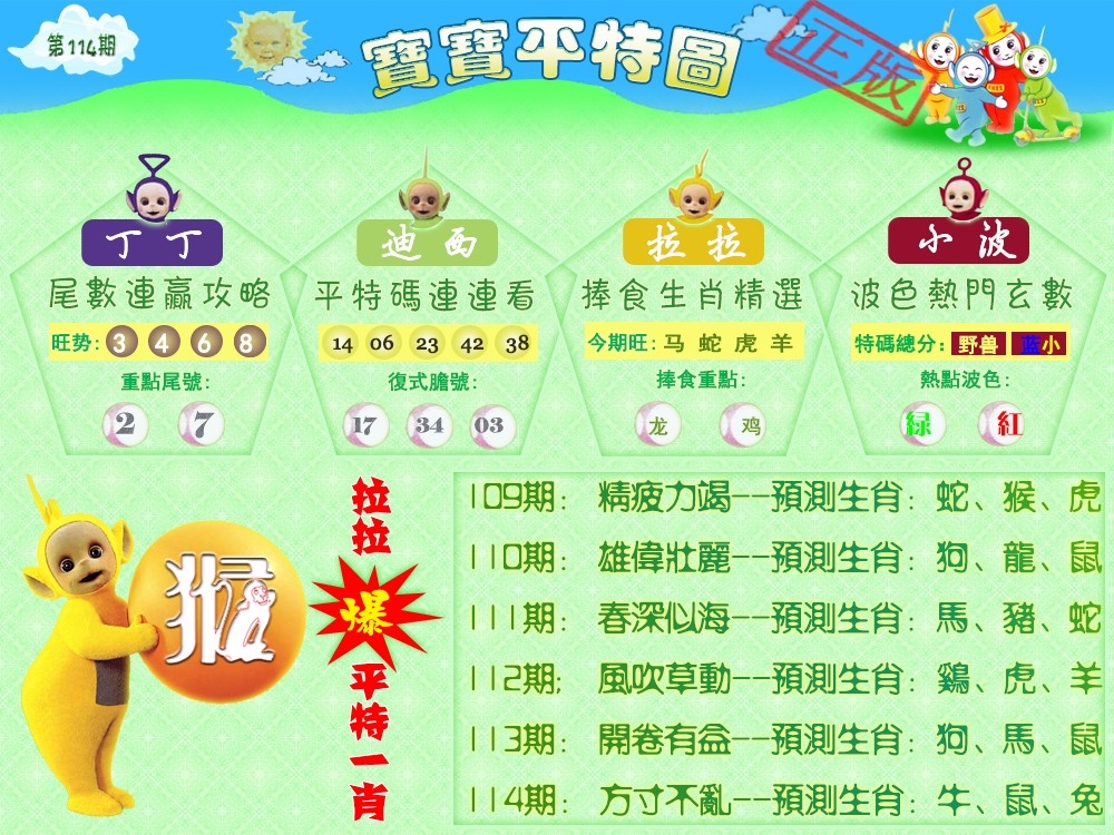 六合彩114期宝宝平特图（热）