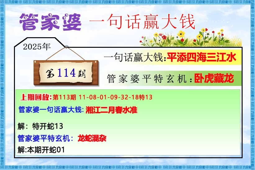 六合彩114期管家婆一句话赢大钱