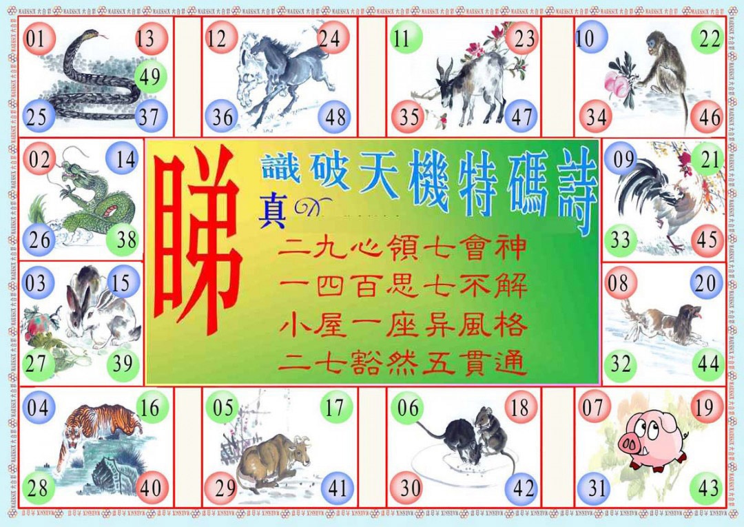 六合彩114期识破天机B版