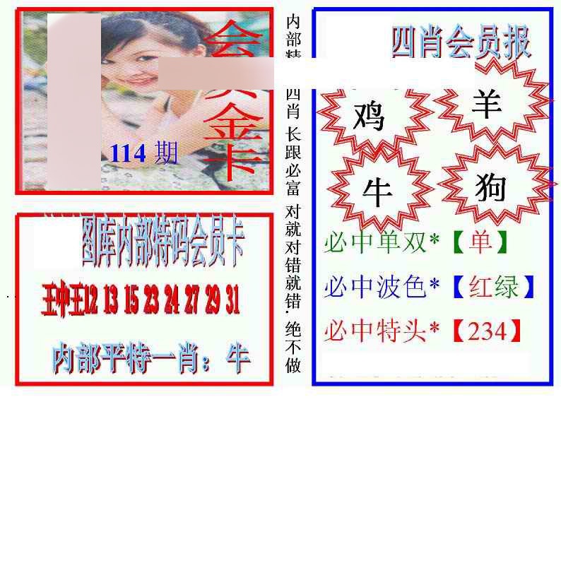 六合彩114期马经四肖会员报(新图)