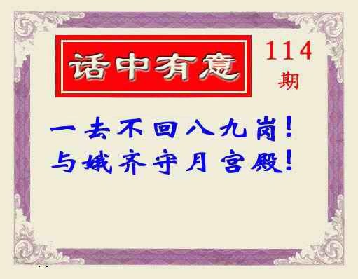 六合彩114期话中有意(另版)