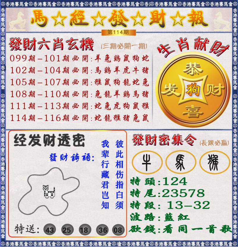 六合彩114期马经发财报（荐）