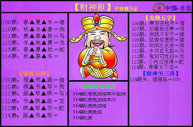 六合彩114期紫财神