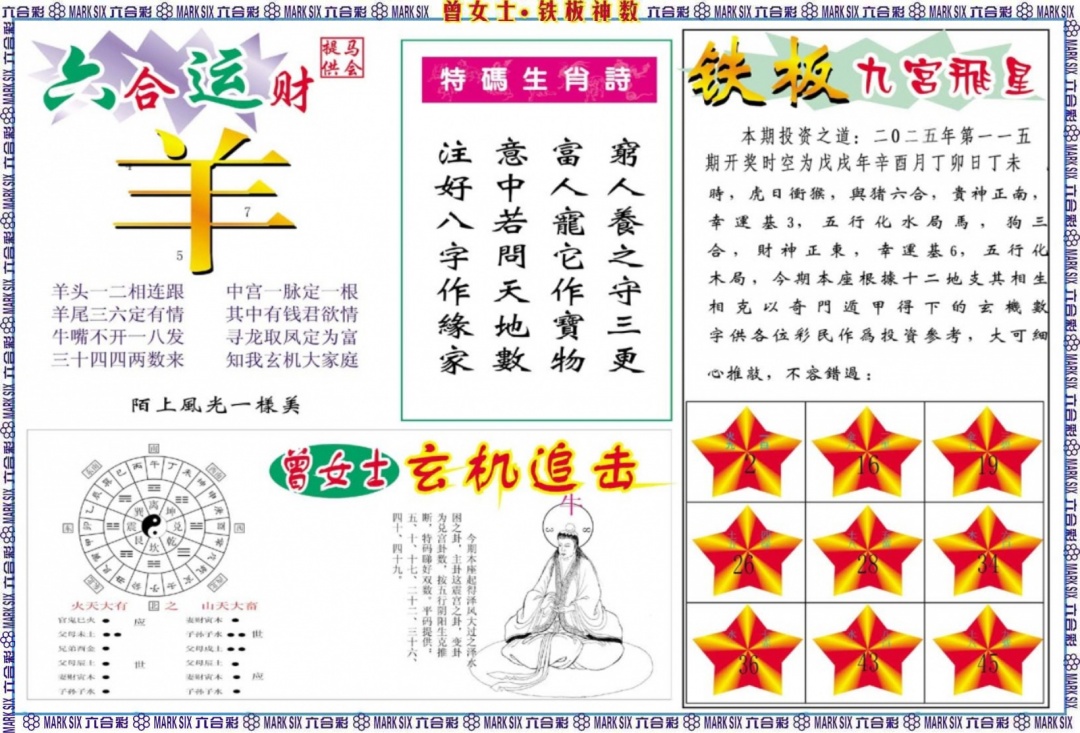 六合彩115期曾女士铁板神数B