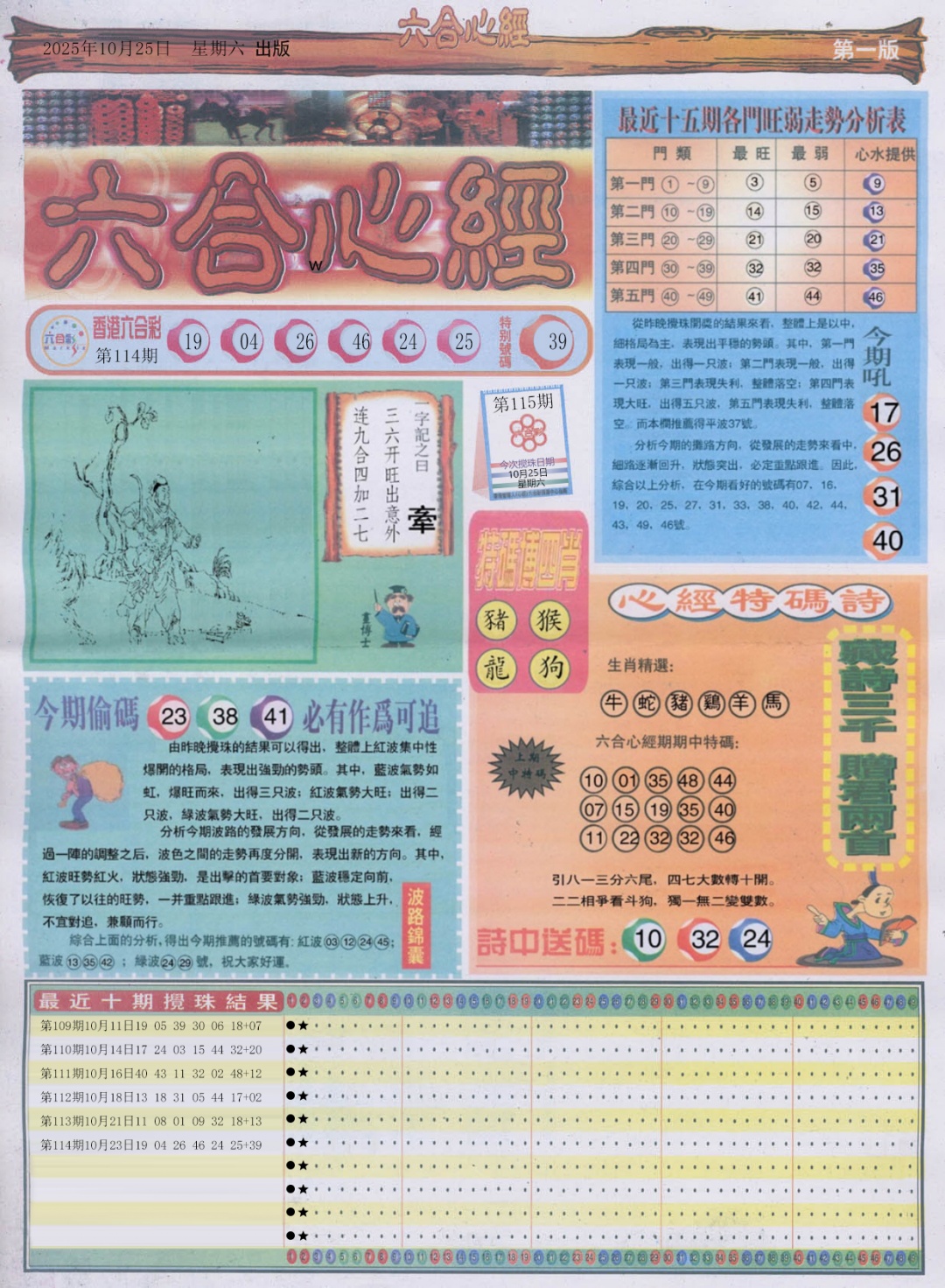 六合彩115期六合心经A