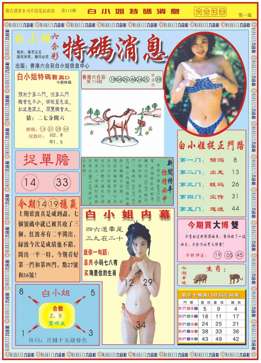 六合彩115期白小姐特码消息A