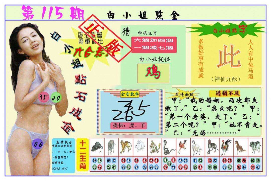 六合彩115期白小姐点金