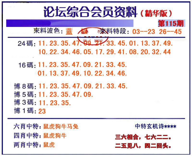 六合彩115期综合会员资料