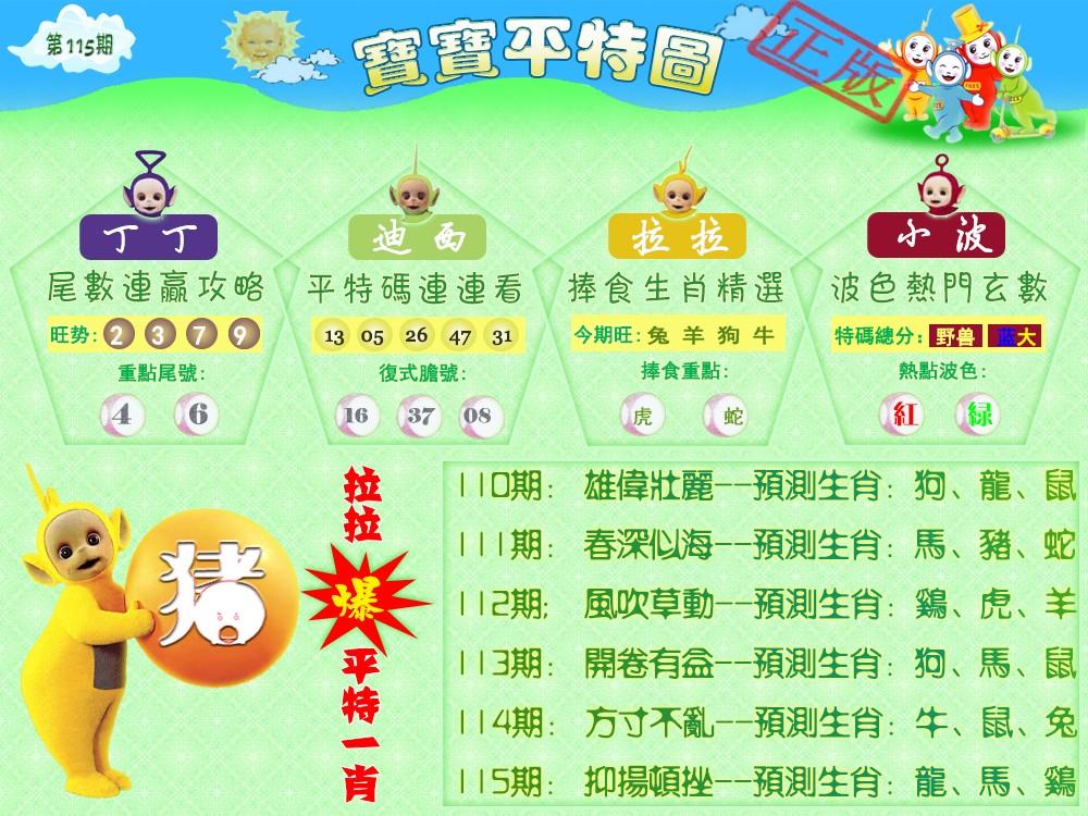 六合彩115期宝宝平特图（热）