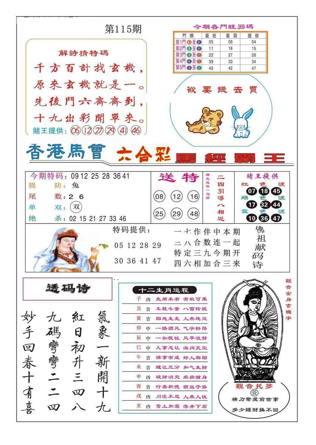 六合彩115期马经霸王