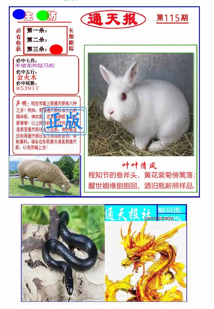 六合彩115期通天杀波图1