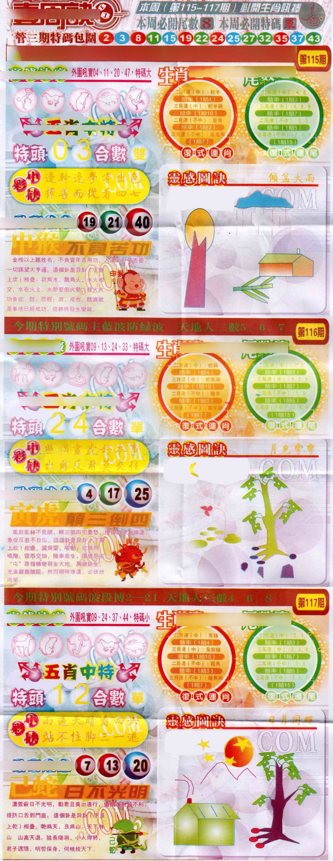 六合彩115期一周决